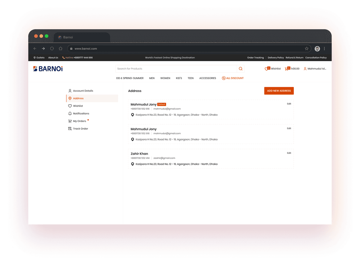 User addresses