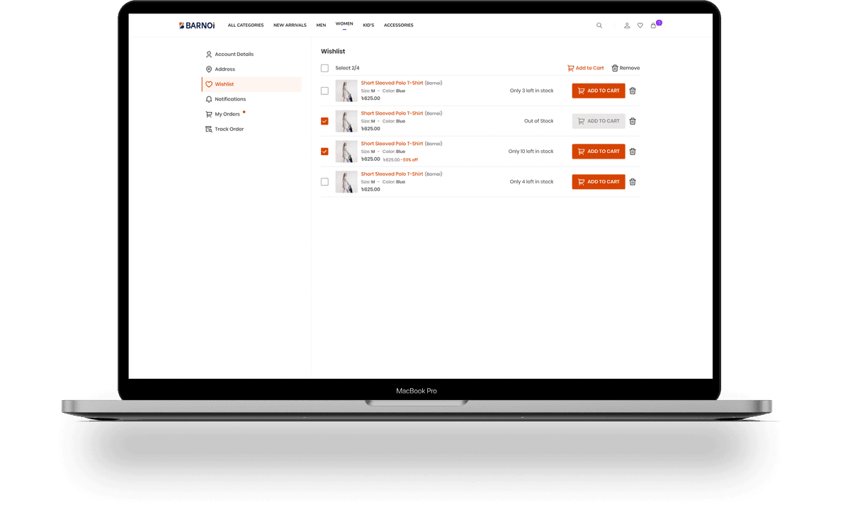 Wishlist functionality